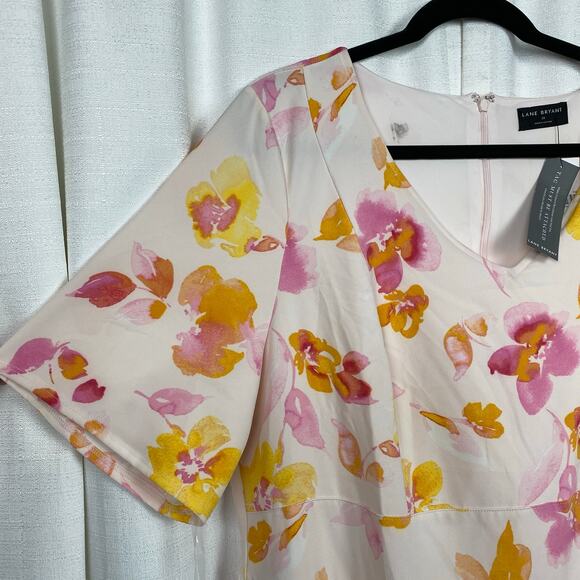 Lane Bryant Pink Floral Lena V Neck Midi Dress Sz.20W NWT - Picture 9 of 16